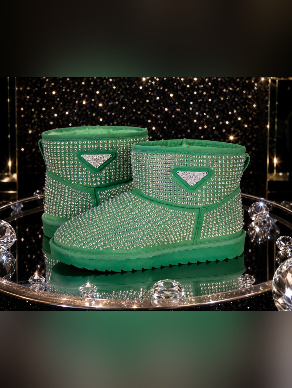 👋JUST IN!! Green Crystal Embellished Boots